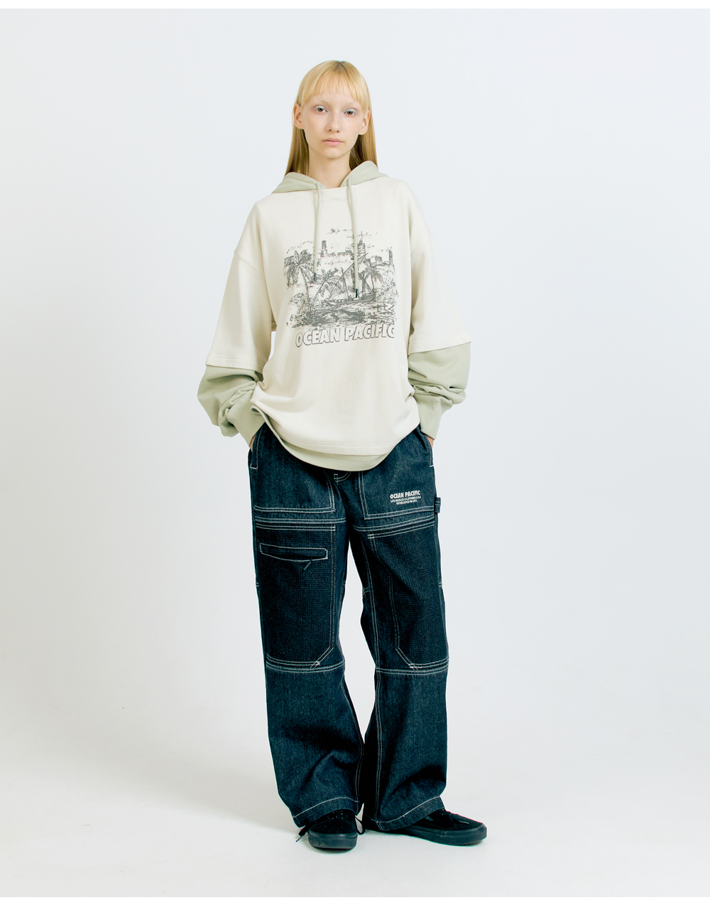 오션퍼시픽(OCEANPACIFIC) LAYERED SWEAT HOODIE [2 COLOR] - 사이즈 & 후기 | 무신사