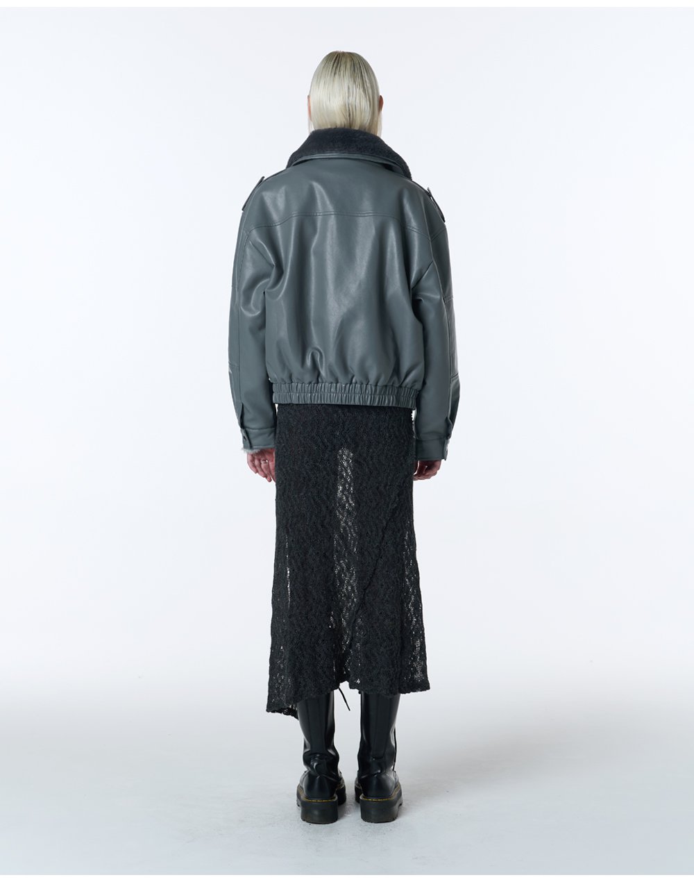 【mnem】Gody Fur Collar Padded Leather Jumper burgandy_fur_trim_shearling_sh