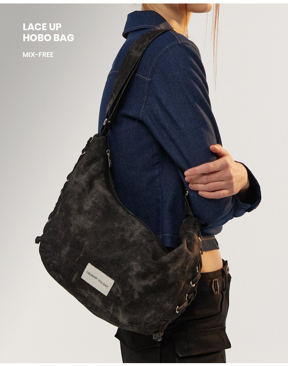 【ORDINARY HOLIDAY】lace up hobo bag ホボバッグ / 追跡付 MUSINSA公式 | ORDINARY HOLIDAY Lace-up hobo bag [2 COLOR]