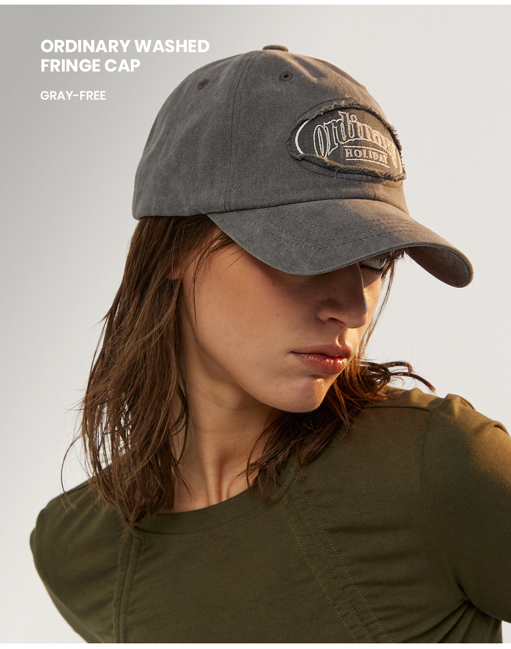 MUSINSA公式 | ORDINARY HOLIDAY Ordinary Washed Fringe Cap [3