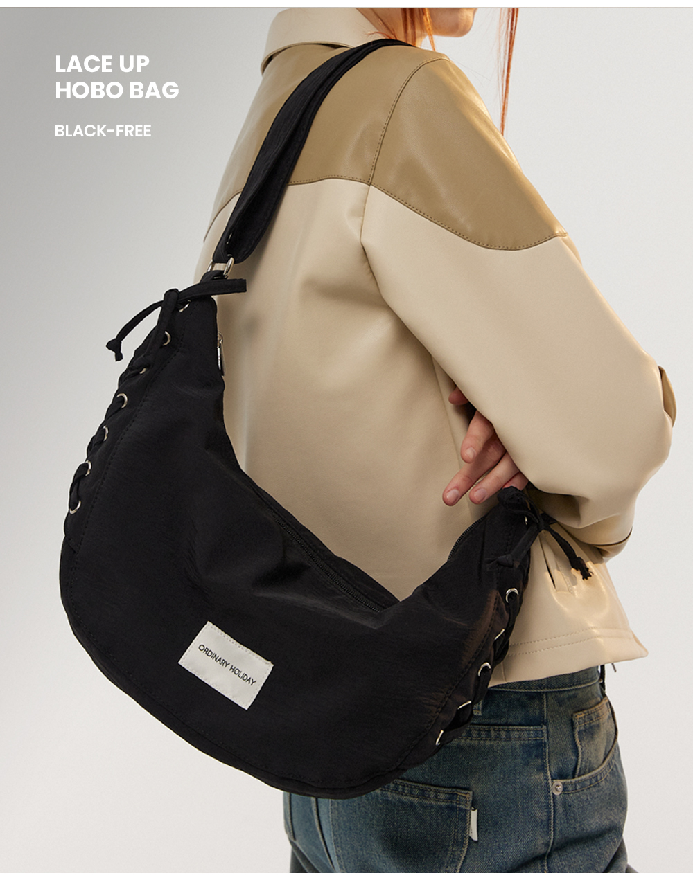 ORDINARY HOLIDAY - LACE UP HOBO BAG (5 COLORS)