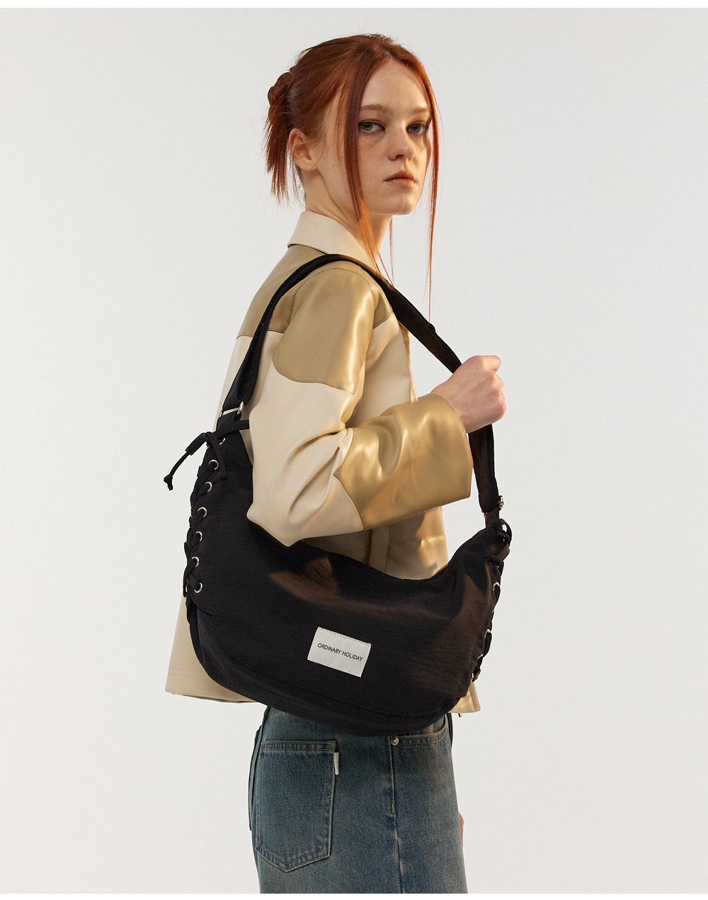 【ORDINARY HOLIDAY】lace up hobo bag ホボバッグ / 追跡付 ORDINARY HOLIDAY - LACE UP HOBO BAG (5 COLORS)