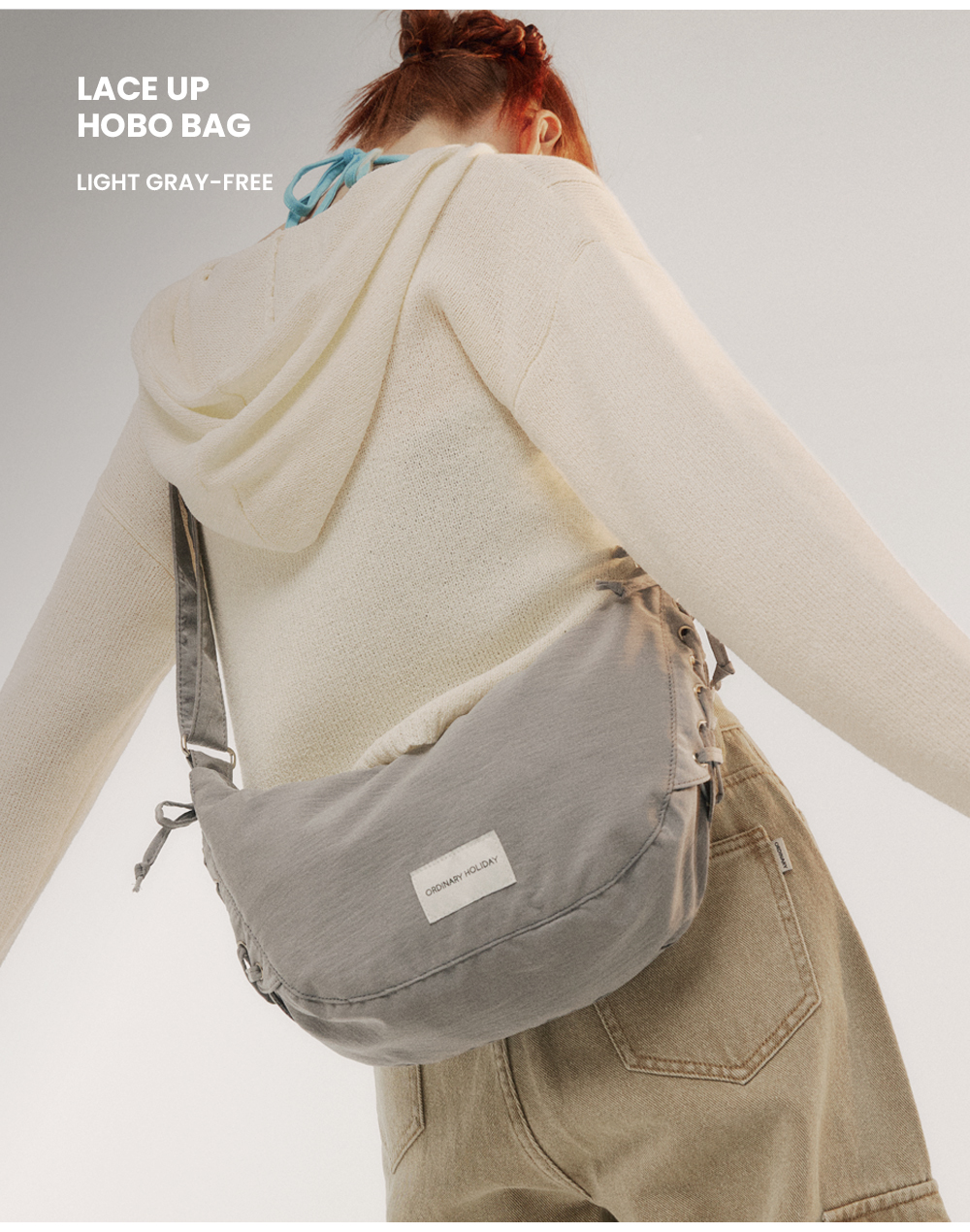 MUSINSA公式 | ORDINARY HOLIDAY Lace Up Hobobag [5 COLOR]