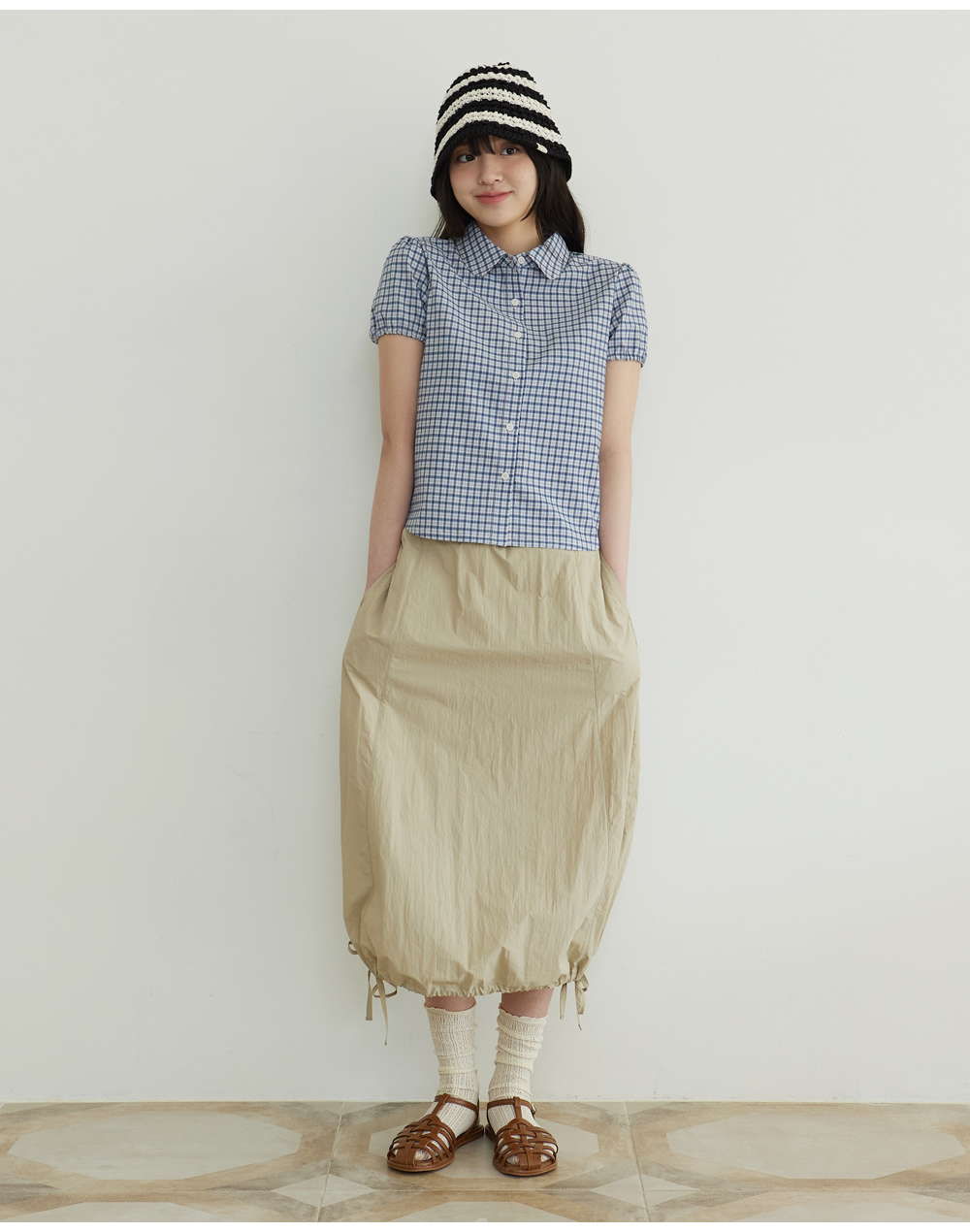 꼬모니노즈(COMONINOZ) W CHECK PUFF SHIRTS [2 COLOR] - 사이즈 & 후기 | 무신사