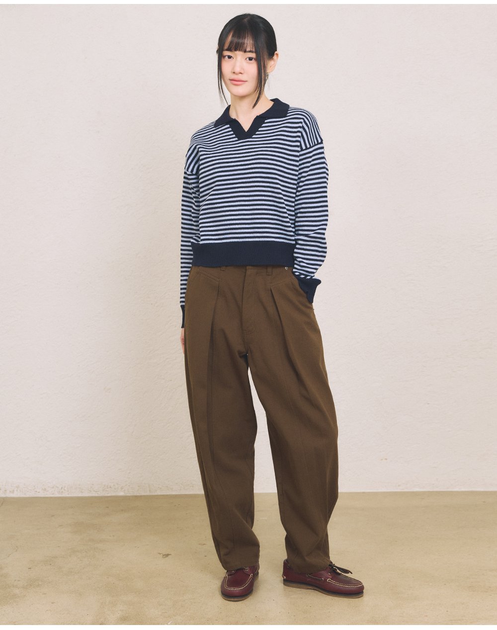 【KOOLOSET】Collar Over Stripe Knit MUSINSA | COMONINOZ BOLD STRIPE COLLAR KNIT [NAVY]