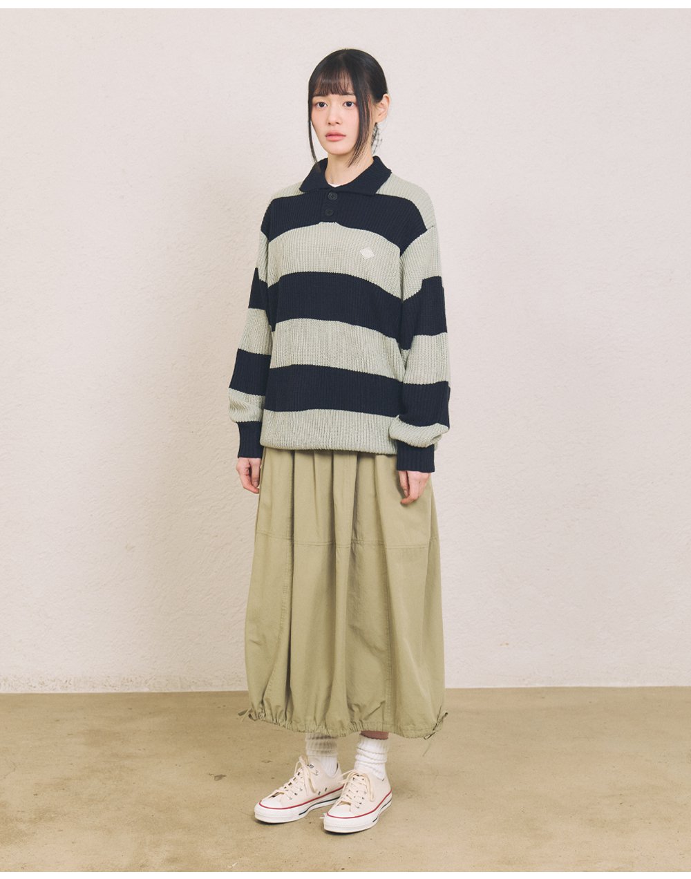 【KOOLOSET】Collar Over Stripe Knit MUSINSA | COMONINOZ BOLD STRIPE COLLAR KNIT [NAVY]