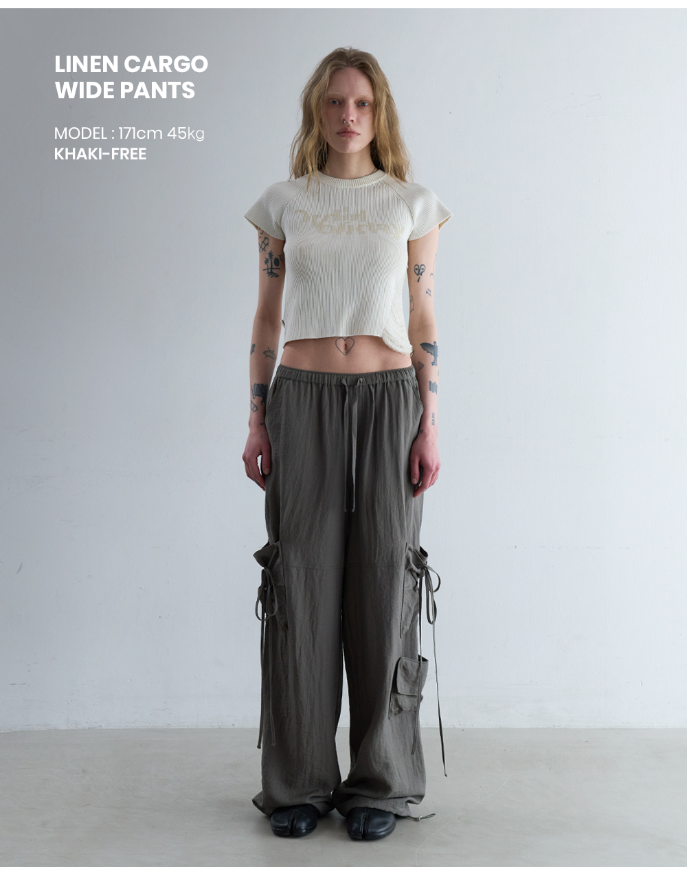 MUSINSA | ORDINARY HOLIDAY LINEN CARGO WIDE PANTS [BLACK]