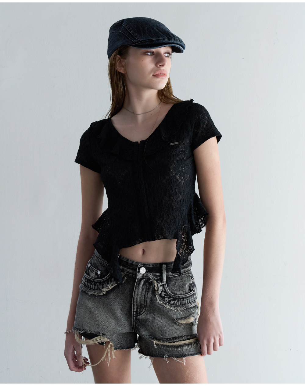 ナウンレス NOUNLESS AIRY RUFFLE OVER BLOUSE （NOIR） ナウンレス NOUNLESS AIRY RUFFLE OVER BLOUSE （NOIR