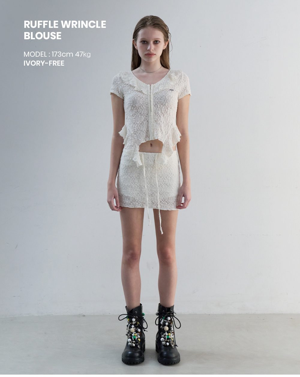 오디너리 홀리데이(ORDINARY HOLIDAY) RUFFLE WRINCLE BLOUSE [BLACK] - 사이즈 & 후기 | 무신사