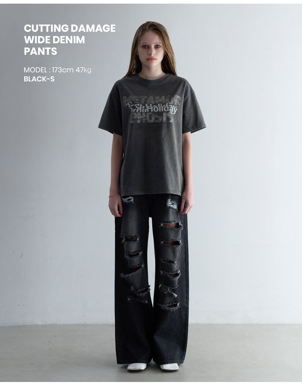 ORDINARY HOLIDAY ■ CUTTING DAMAGE WIDE DENIM PANTS デニム MUSINSA | ORDINARY HOLIDAY CUTTING DAMAGE WIDE DENIM PANTS