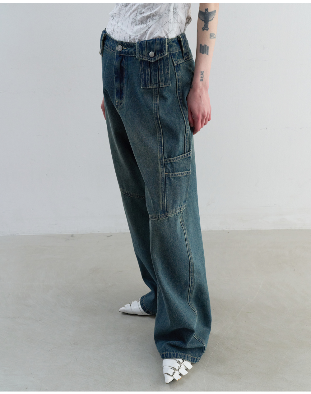 MUSINSA | ORDINARY HOLIDAY CARGO WIDE DENIM PANTS [BLUE]