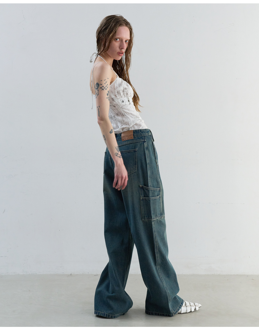 MUSINSA | ORDINARY HOLIDAY CARGO WIDE DENIM PANTS [BLUE]
