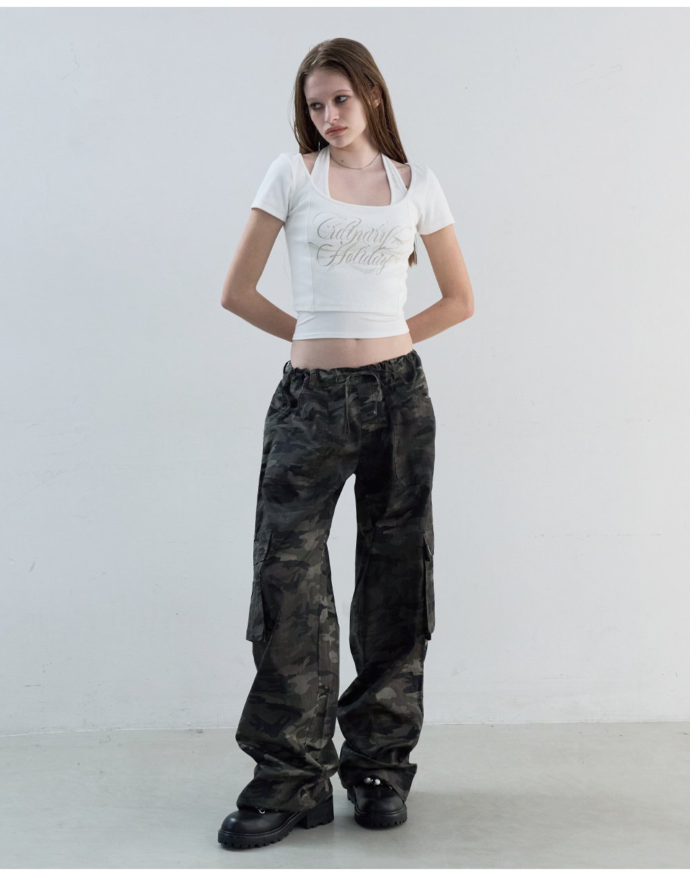 パンツ ORDINARY HOLIDAY Cargo Wide Pants CAMOUFLAGE CARGO WIDE PANTS [CAMOUFLAGE] - ORDINARY HOLIDAY
